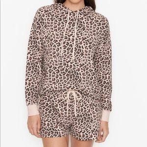 VS leopard print waffle shirt and hoodie set